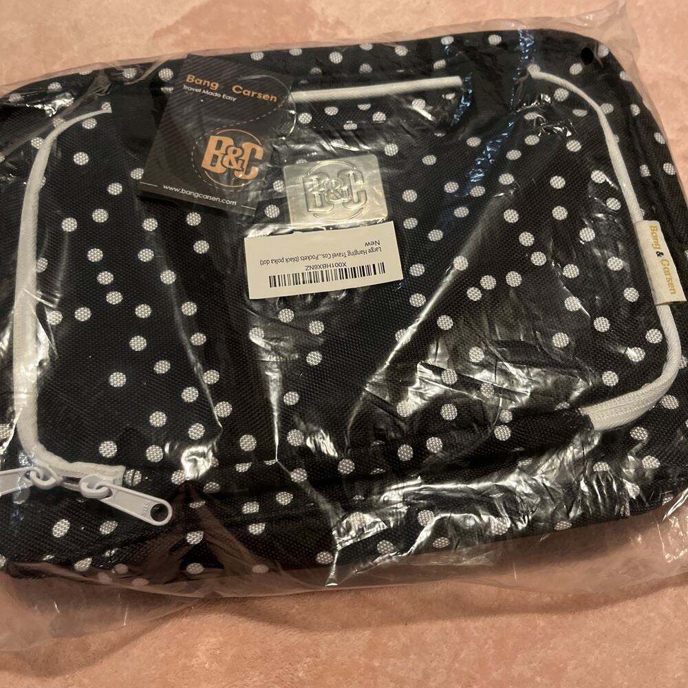 NWT Bang & Carsen Travel Bag Womens Black & White poka dots pouches travel